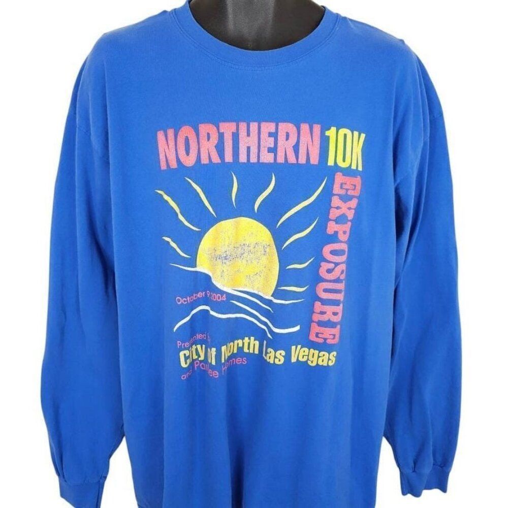 Vintage Northern Exposure 10K T Shirt Mens Size XL Blue Y2K North Las Vegas Race
